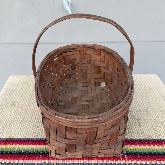 Antique Rectangular Split Oak Gathering Basket, Circa 1900 For Sale - Image 4 of 12