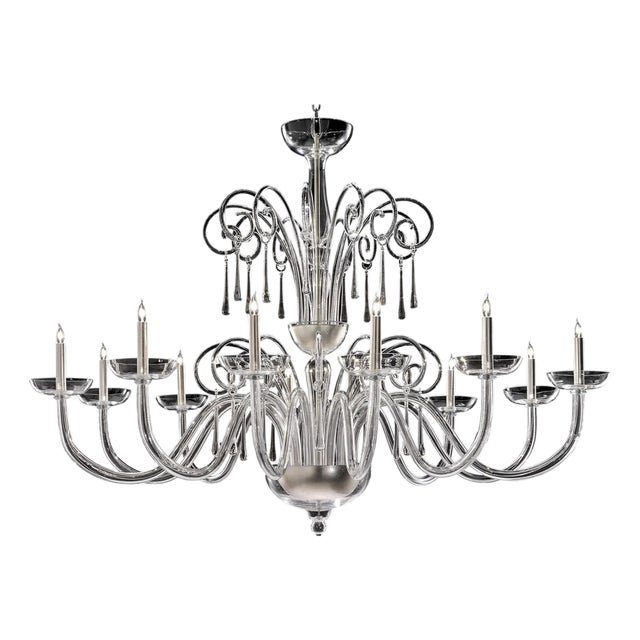 Impressive Venetian Curls Chandelier in Clear Murano Glass with Style by Simoeng for Simoeng For Sale