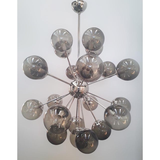 Italian 21st Century Nova Polished Nickel Smoky Murano Sputnik Chandelier by Fabio LTD For Sale - Image 3 of 7