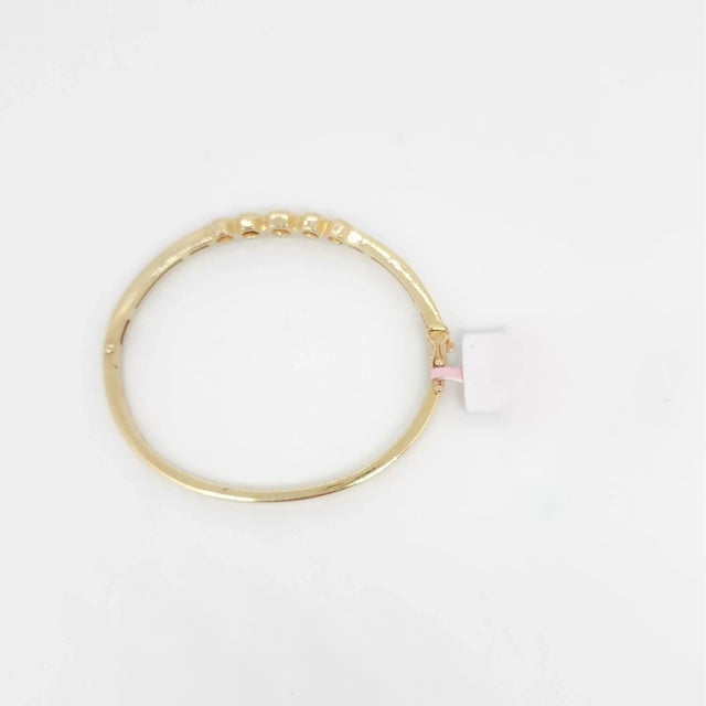 White Diamond and 14k Yellow Gold Bangle For Sale - Image 4 of 6