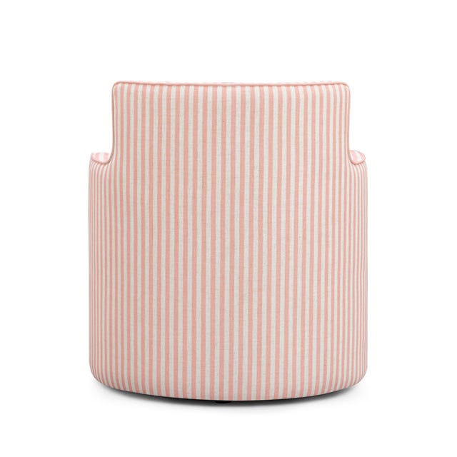 2020s Passe Pink Striped Swivel Chair For Sale - Image 5 of 6