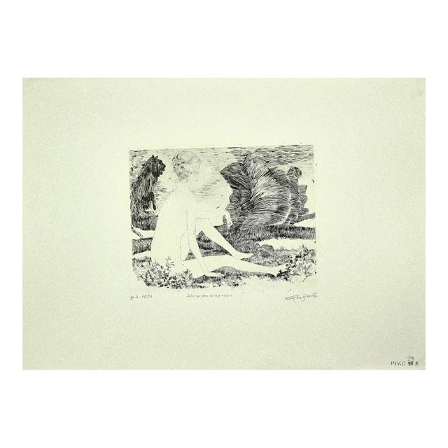 Leo Guida, Sibyl With Lioness, Etching on Paper, 1970 For Sale