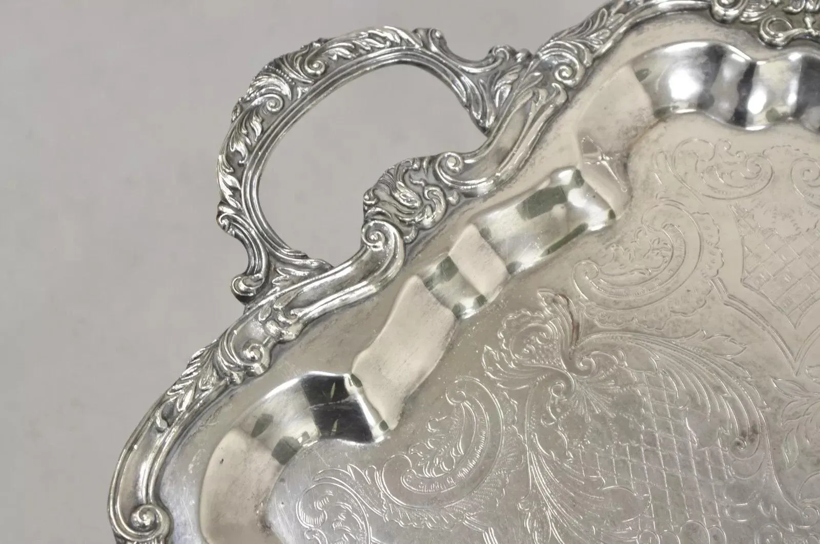 Vintage Sheridan Victorian Scalloped Silver Plated Serving Platter