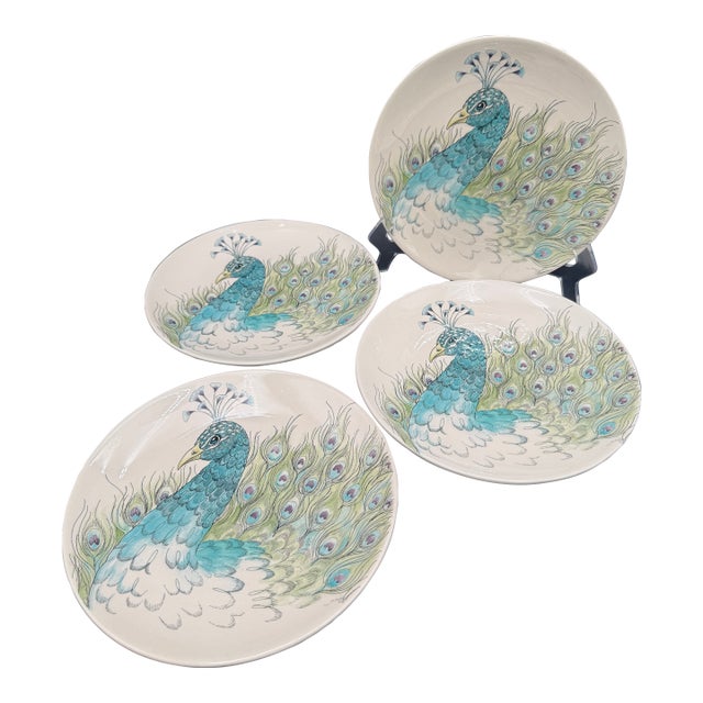 Accent Salad Plates Edie Rose Home Peacock Collection 9 1/8" Brand New - Set of 4 For Sale