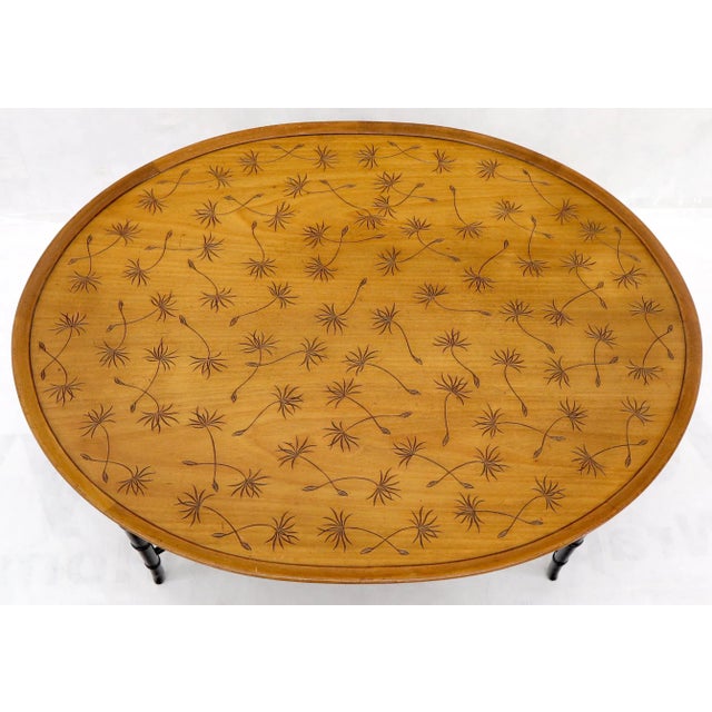 Mid 20th Century Tapered Faux Bamboo Leg Oval Top Coffee Table For Sale - Image 5 of 12
