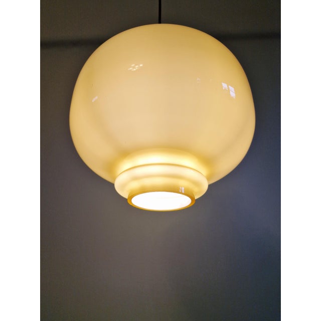 Scandinavian Pendant Light in Mustard-Colored Opaline Glass by Hans-Agne Jakobsson for Staff Leuchten, 1970s For Sale - Image 6 of 16