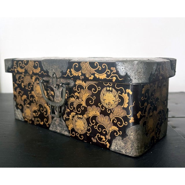 A Japanese lacquered box with lid in the shape of a miniature Hasami-Bako (traveling chest) circa late 18 to early 19th...