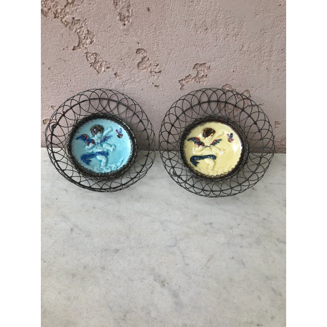 Majolica Wire Basket With Leaves Villeroy & Boch , Circa 1900 For Sale In Austin - Image 6 of 7