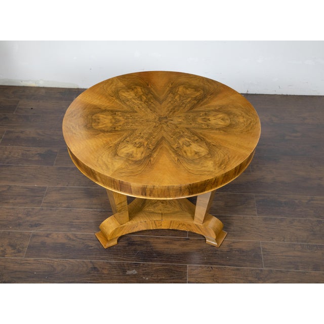 Austrian Biedermeier Walnut 1840s Table with Butterfly Veneer and Tripod Base For Sale - Image 9 of 11