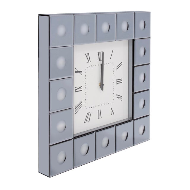 Contemporary Grigio Mirrored Wall Clock For Sale - Image 3 of 8