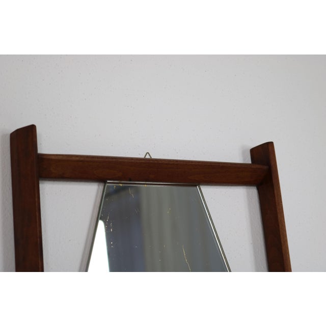 Hexagonal Wall Mirror with Frame and Integrated Shelf in Teak, Italy, 1960s For Sale - Image 9 of 13