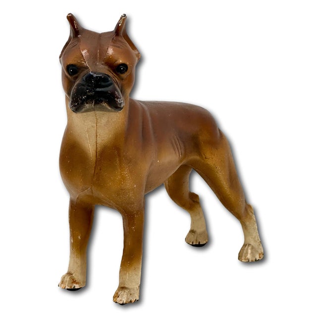 Figurative Very Rare & Hard 2 Find Vintage 1930s Hubley Mfg. Co. Cast Iron Standing Boxer Dog Doorstop in Excellent Condition For Sale - Image 3 of 18