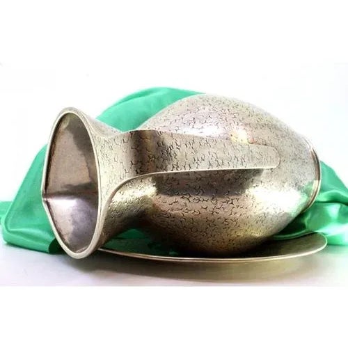 Silver Water Jug and Plate with Engravings For Sale - Image 5 of 9