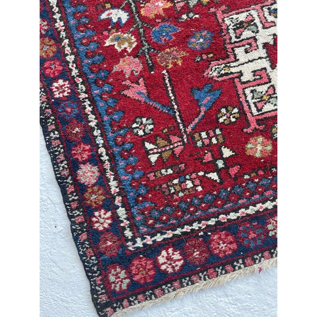 Vintage Persian Tribal Karaja 2 Toned Reds Rug - 3.6 x 4.6 For Sale In Milwaukee - Image 6 of 12