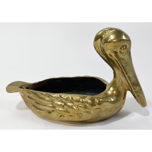 Vintage Cast Brass Pelican Trinket Dish or Planter For Sale - Image 4 of 8