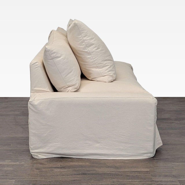 Crate & Barrel Crate & Barrel Cream Loveseat With Removable Slipcover and Cushions For Sale - Image 4 of 8