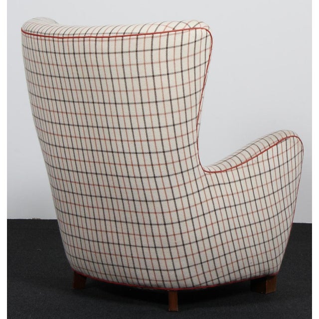 Wood Danish Cabinetmaker Lounge Chair in Wool, 1940s For Sale - Image 7 of 8