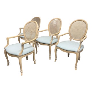 French Louis XVI Cane-Back Armchairs, Set of Four For Sale