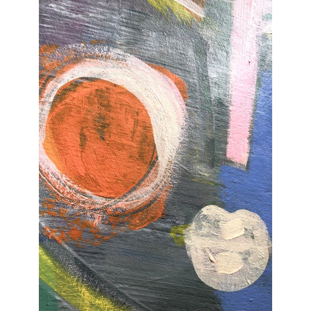 2020s Contemporary Figurative Mixed Media Painting in Canvas Board “Face With Blue” by Auker For Sale - Image 5 of 10