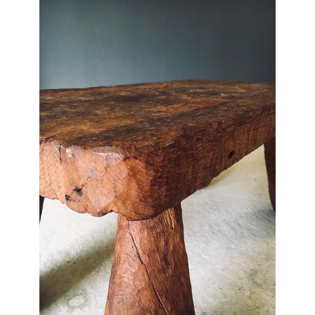 Brutalist Handcafted Carved Oak Coffee Table, Belgium, 1960s For Sale - Image 16 of 18
