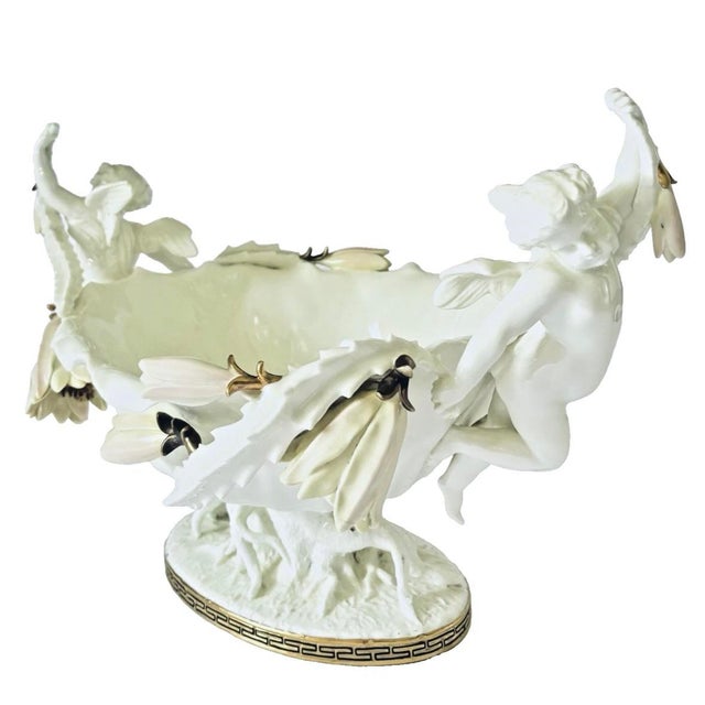 Ceramic 19th Century Moore Brothers English Porcelain Cactus Flower Double Cherub Centerpiece For Sale - Image 7 of 11