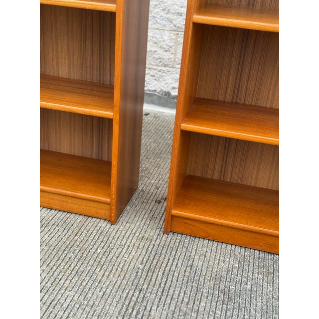 Mid 20th Century Pair of Tall Mid-Century Modern Scandinavian Bookcases, 83.5" Tall For Sale - Image 5 of 12