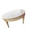 Italian Marble-Top Coffee Table in Louis XVI Style This is a beautiful round Italian coffee table featuring a light marble...