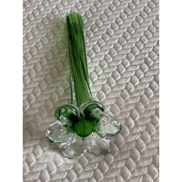 Mid-Century Modern Exquisite Vintage Twist Stem French Vase Art Glass Flower Sleeve Circa 1950's For Sale - Image 3 of 12