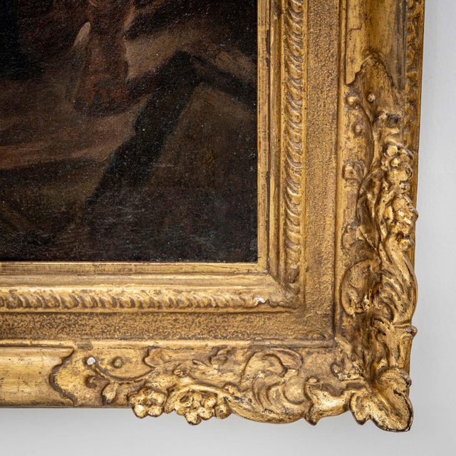 Egidio Dall'oglio, Boy with Lute and Two Fighting Men, 1800s, Oil on Canvas For Sale - Image 10 of 15