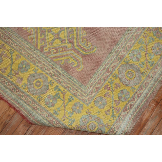 Early 20th Century Rose Bright Yellow Antique Zabihi Collection Turkish Oushak Carpet - 8'2" x 10'4" For Sale - Image 5 of 10