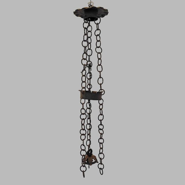 Iron Chandelier with Vintage Chains For Sale - Image 10 of 10
