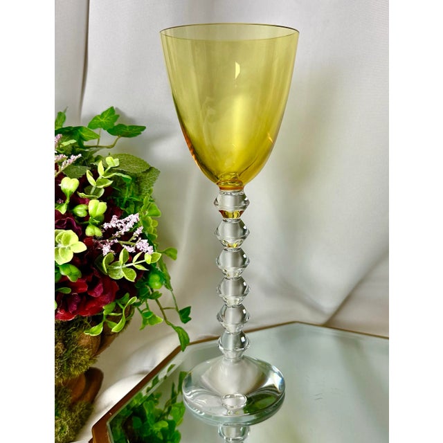 Vintaged Baccarat Vega Topaz Rhine Vintage Wine Glass For Sale - Image 9 of 9