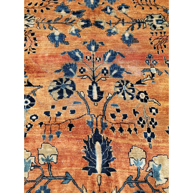 Early 20th Century Antique Persian Sarouk Carpet, Handmade Oriental Rug, Navy, Rust, Lt Blue, Ivory For Sale - Image 5 of 18