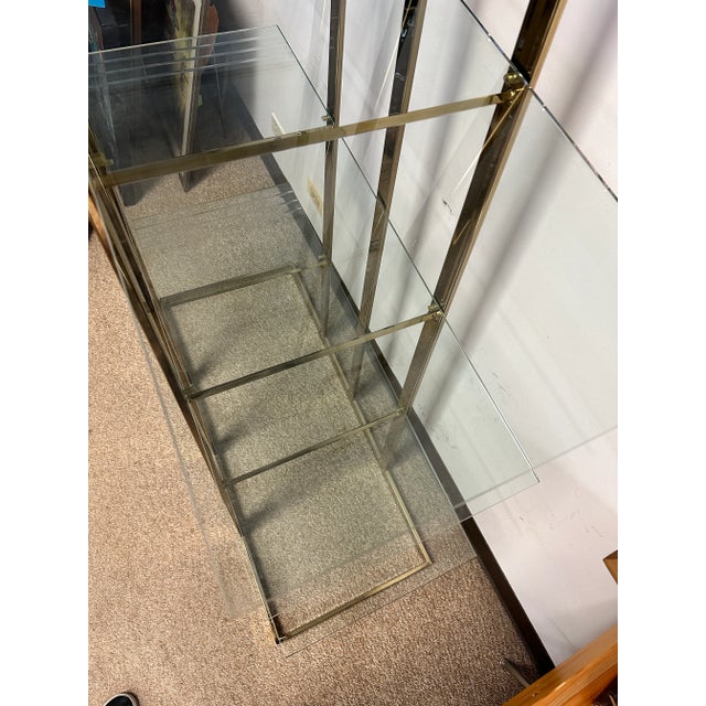 1970s Vintage Design Institute of America (Dia) Style Glass Brass Shelving Etagere Bookshelf For Sale - Image 10 of 11