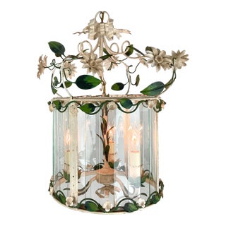 1950s Hand Painted Italian Floral Lantern For Sale