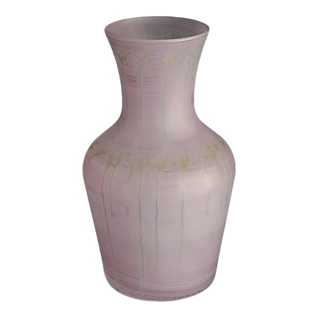 Vintage Al Rama Israeli Purple Satin Glass Drip Art Vase For Sale