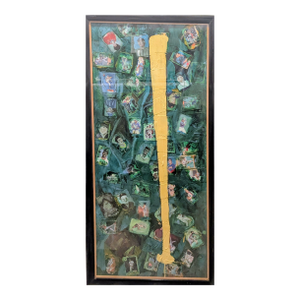 Vintage Baseball Card Mixed Media Collage Signed by Artist