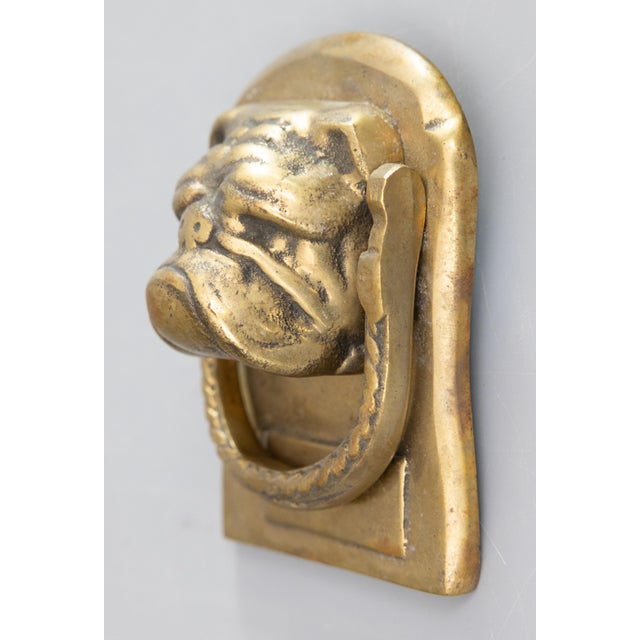 Figurative 19th Century English Brass Bulldog Door Knocker For Sale - Image 3 of 6