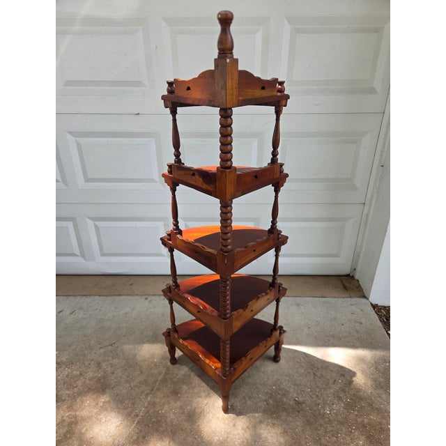 Early 20th Century Eastlake Revival 5-Tier Mahogany Corner Etagere Shelf For Sale - Image 11 of 11