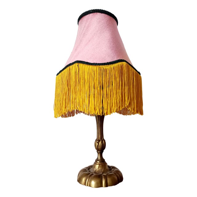 Art Nouveau Lamp with Fringed, 1920s For Sale