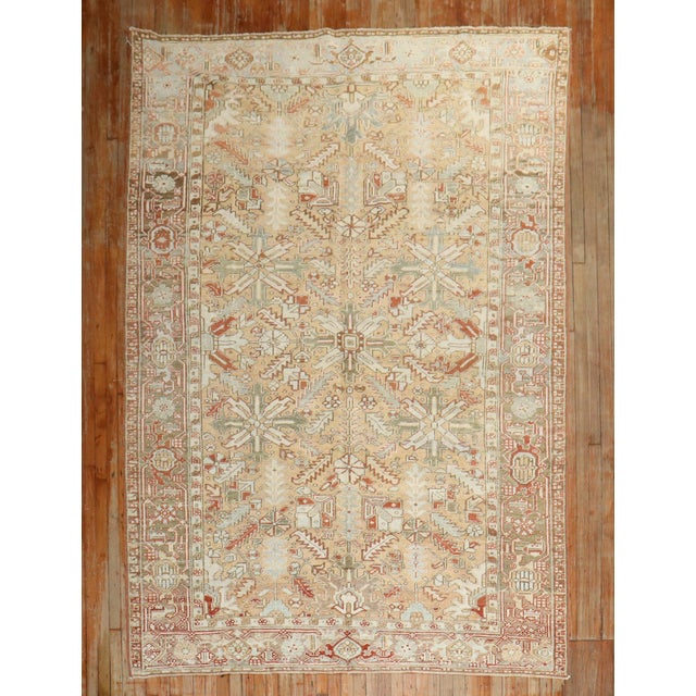 Early 20th Century Antique Zabihi Collection Room Size Heriz Rug - 6'10" x 9'10" For Sale - Image 5 of 12