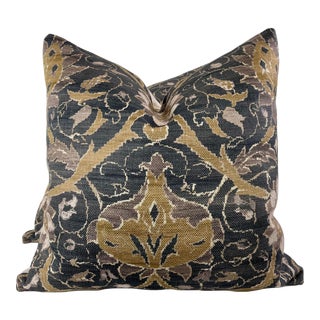 Morris & Co. "Montreal" in Charcoal/Mustard 22" Pillows-A Pair For Sale