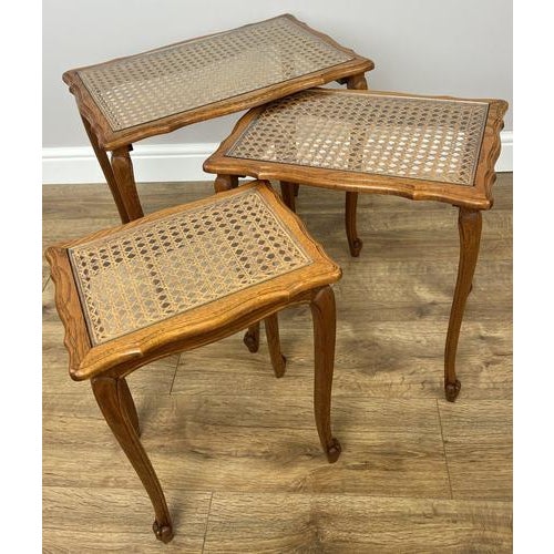 Vintage French Nesting Tables in Oak, Set of 3 For Sale - Image 9 of 10
