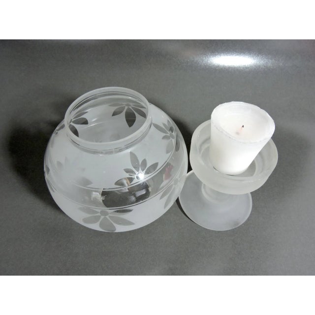 1980s Vintage 1980s English Traditional Dartington Etched Glass Candle Holder / Lantern For Sale - Image 5 of 6