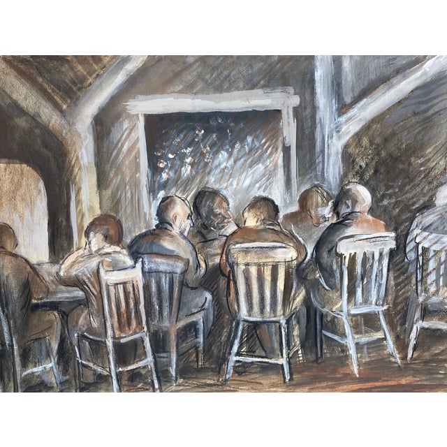 1940s Painting of Men at a Table For Sale