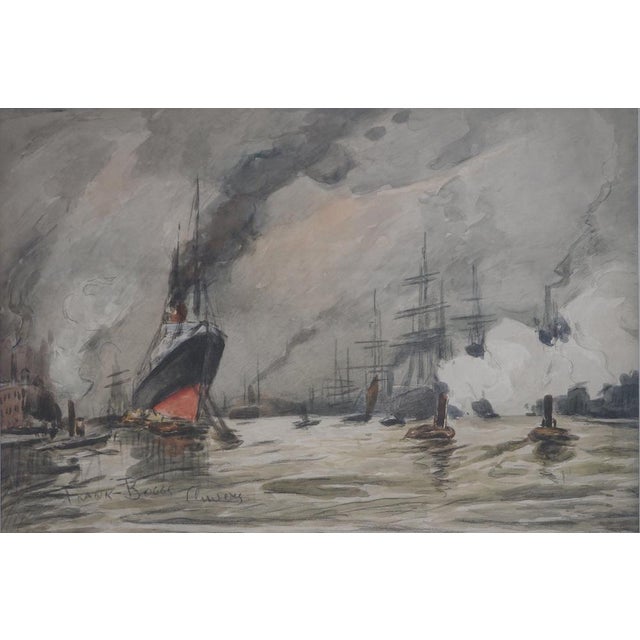 Frank BOGGS (1855-1926) Navy: Antwerp: Liner and Sailing Ships original watercolor Signed lower left and located On paper...