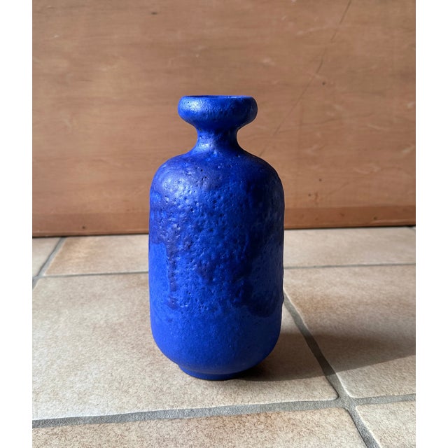 Studio Ceramic Art Vase with Blue Lava Glaze by Hartwig Heyne for Hey Keramik, West Germany, 1970s For Sale - Image 3 of 16