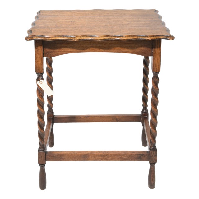 Antique British Oak Barley-Twist Rectangular Side Table For Sale