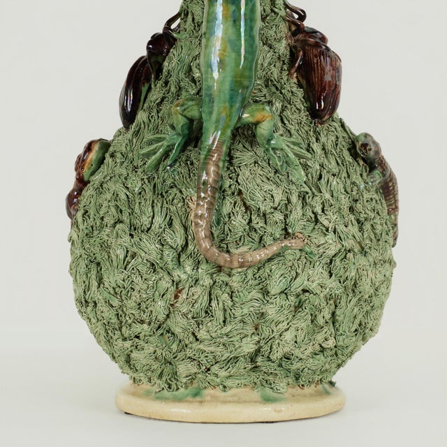 Antique Portuguese Palissy Lidded Pitcher For Sale In West Palm - Image 6 of 17