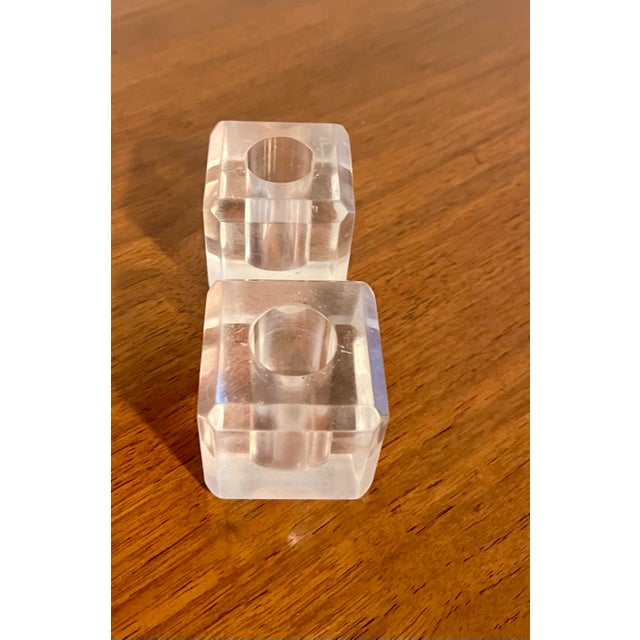 Vintage Lucite Candlestick Holders - Set of 2 For Sale In Los Angeles - Image 6 of 6